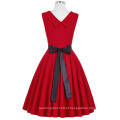 Venda por atacado Grace Karin sem mangas Sweetheart V-Back High Stretchy Retro Vintage Red 50s Vestido CL008948-2